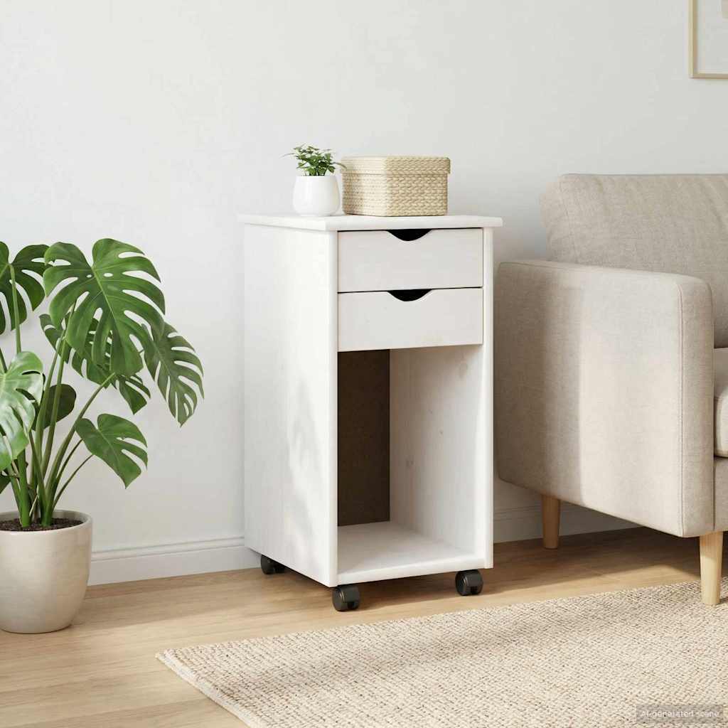 Rollschrank Weiß 34 x 39 x 65,5 cm Massives Kiefernholz
