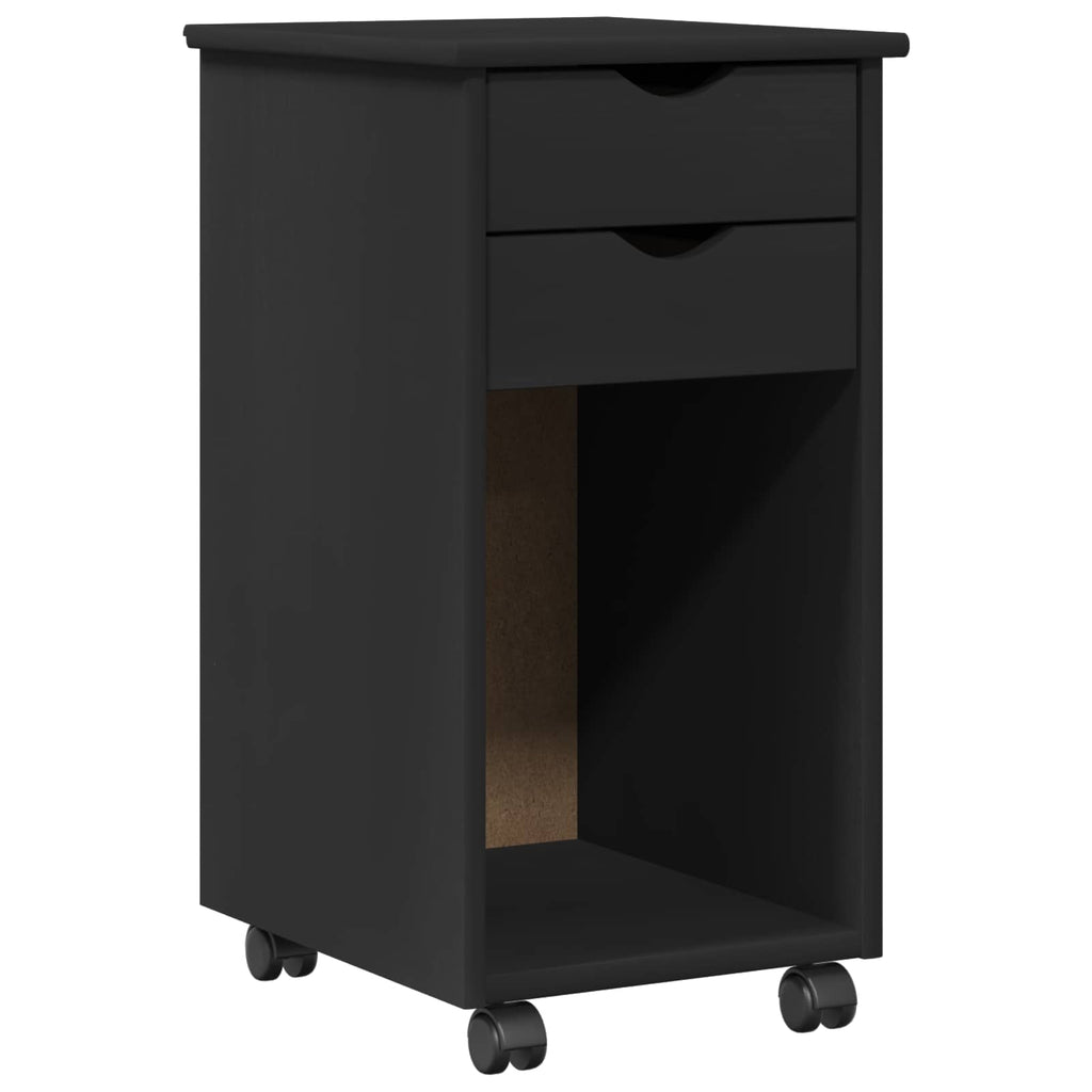 Rollschrank Schwarz 34 x 39 x 65,5 cm Massives Kiefernholz
