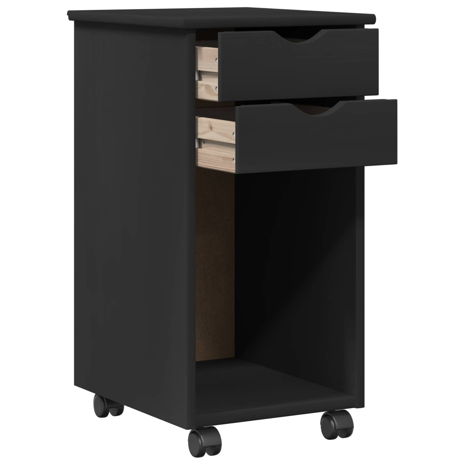 Rollschrank Schwarz 34 x 39 x 65,5 cm Massives Kiefernholz