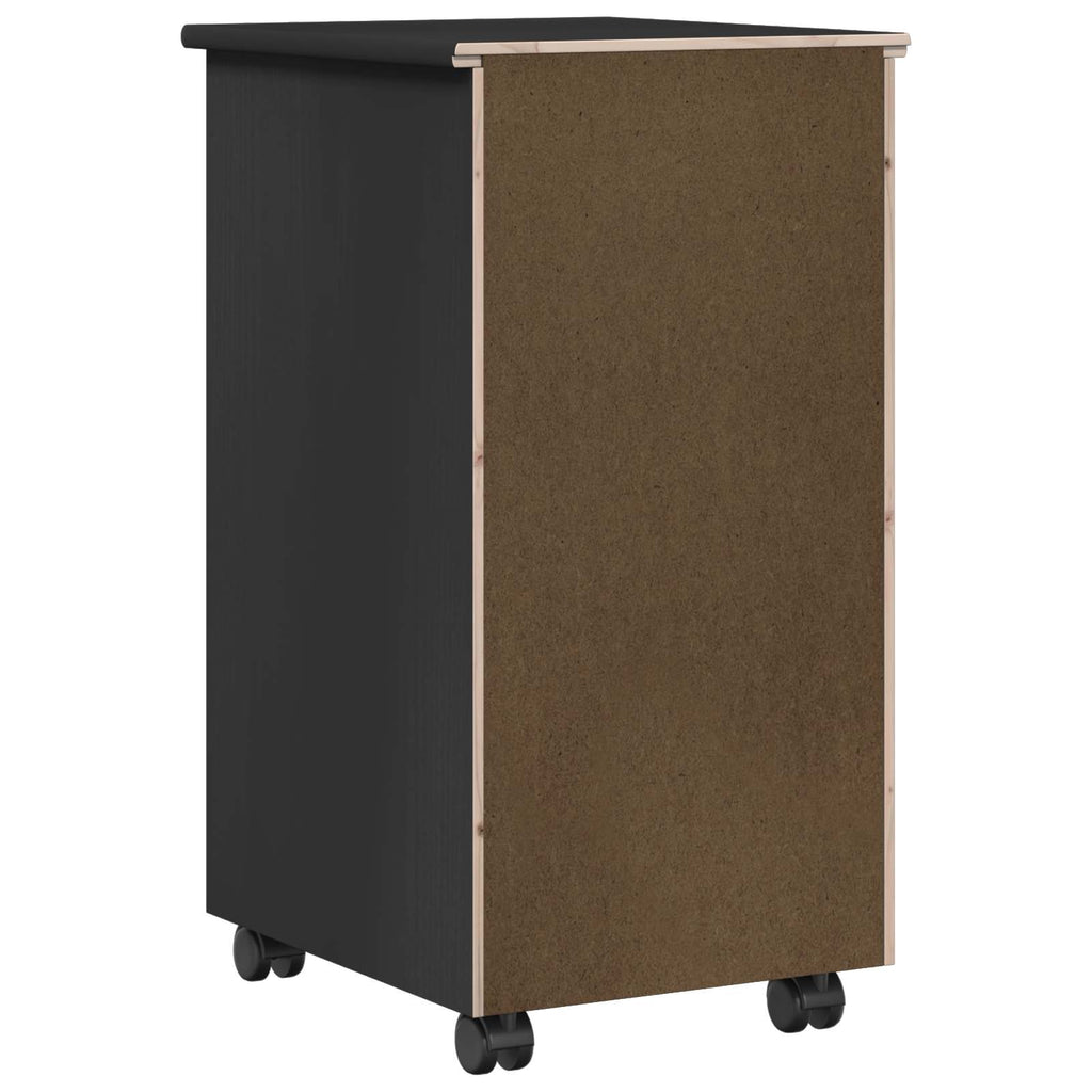Rollschrank Schwarz 34 x 39 x 65,5 cm Massives Kiefernholz