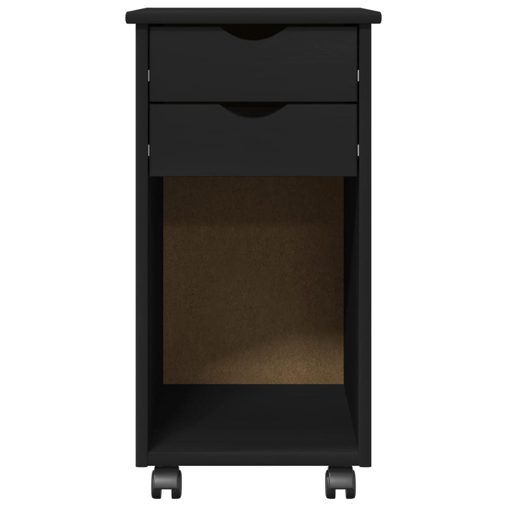 Rollschrank Schwarz 34 x 39 x 65,5 cm Massives Kiefernholz