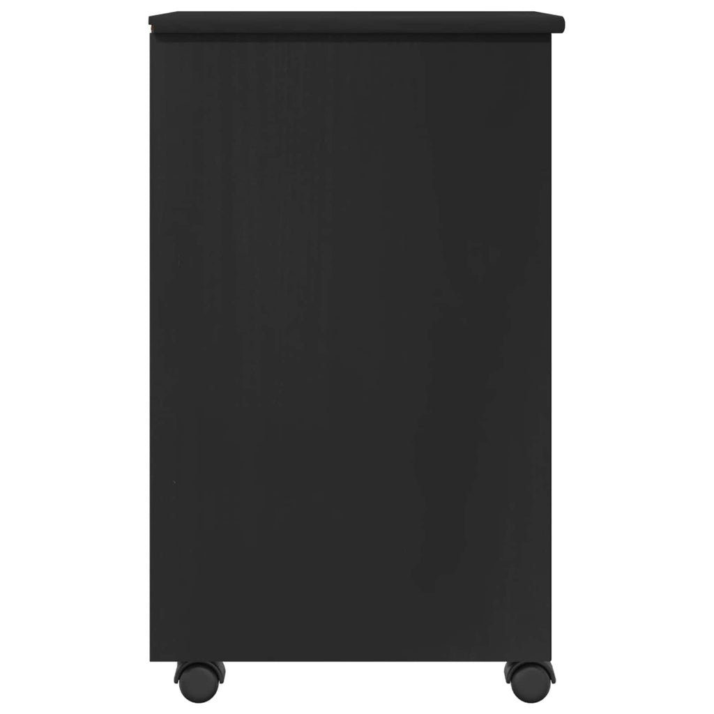 Rollschrank Schwarz 34 x 39 x 65,5 cm Massives Kiefernholz