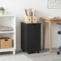 Rollschrank Mit Rad Schwarz 34 x 39 x 65,5 cm Massivholz Kiefer
