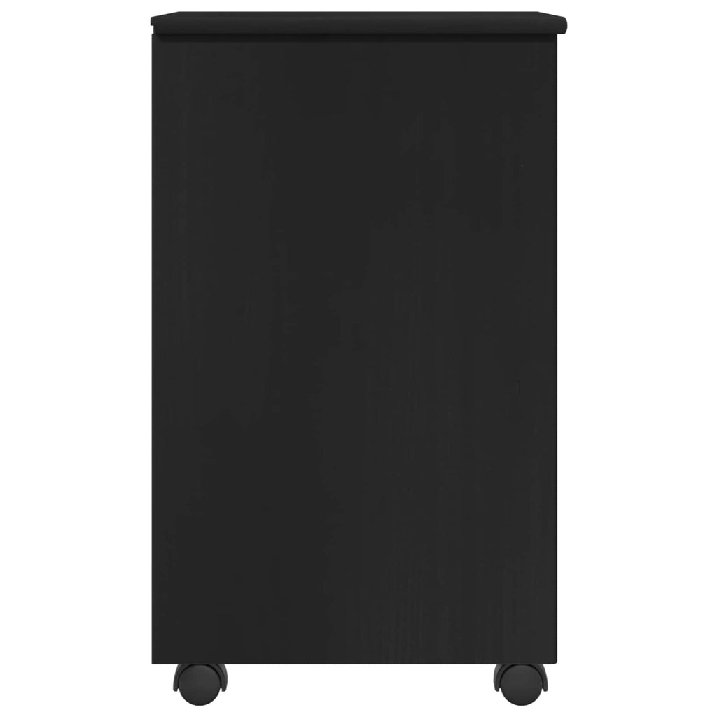 Rollschrank Mit Rad Schwarz 34 x 39 x 65,5 cm Massivholz Kiefer
