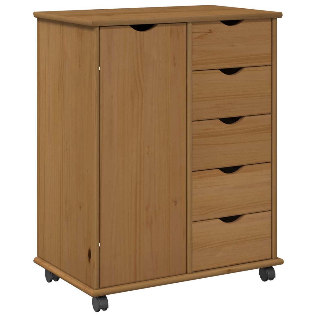 Rollschrank Honigbraun 63,5 x 39 x 79 cm Massivholz Kiefer