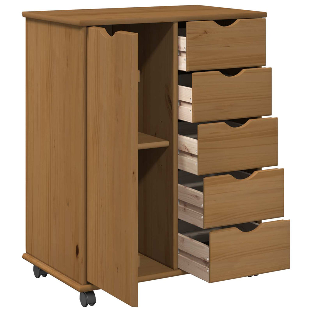 Rollschrank Honigbraun 63,5 x 39 x 79 cm Massivholz Kiefer