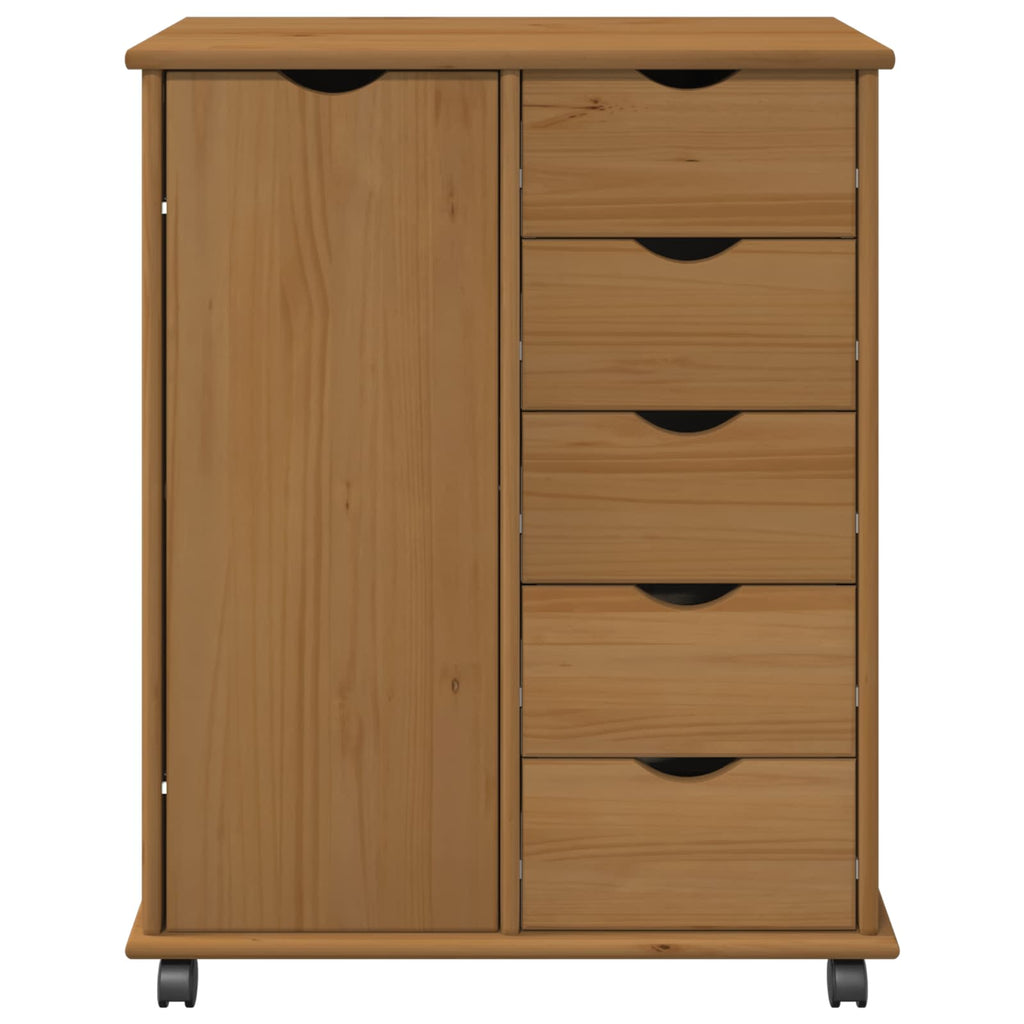 Rollschrank Honigbraun 63,5 x 39 x 79 cm Massivholz Kiefer