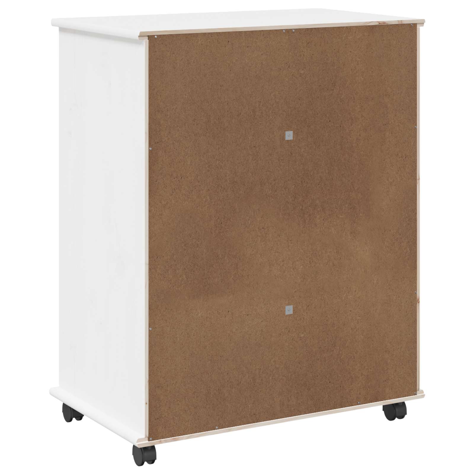 Rollschrank Mit Rad Weiß 63,5 x 39 x 79 cm Massivholz Kiefer