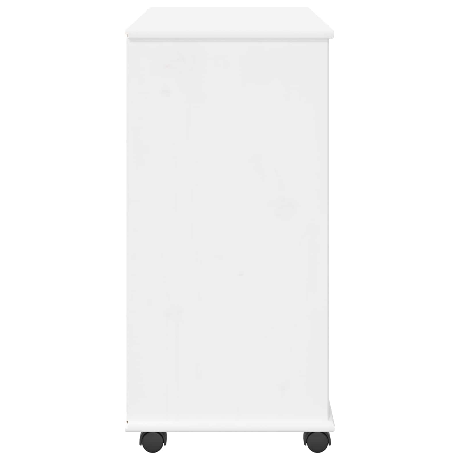 Rollschrank Mit Rad Weiß 63,5 x 39 x 79 cm Massivholz Kiefer
