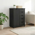 Rollschrank Mit Rad Grau 63,5 x 39 x 79 cm Massivholz Kiefer