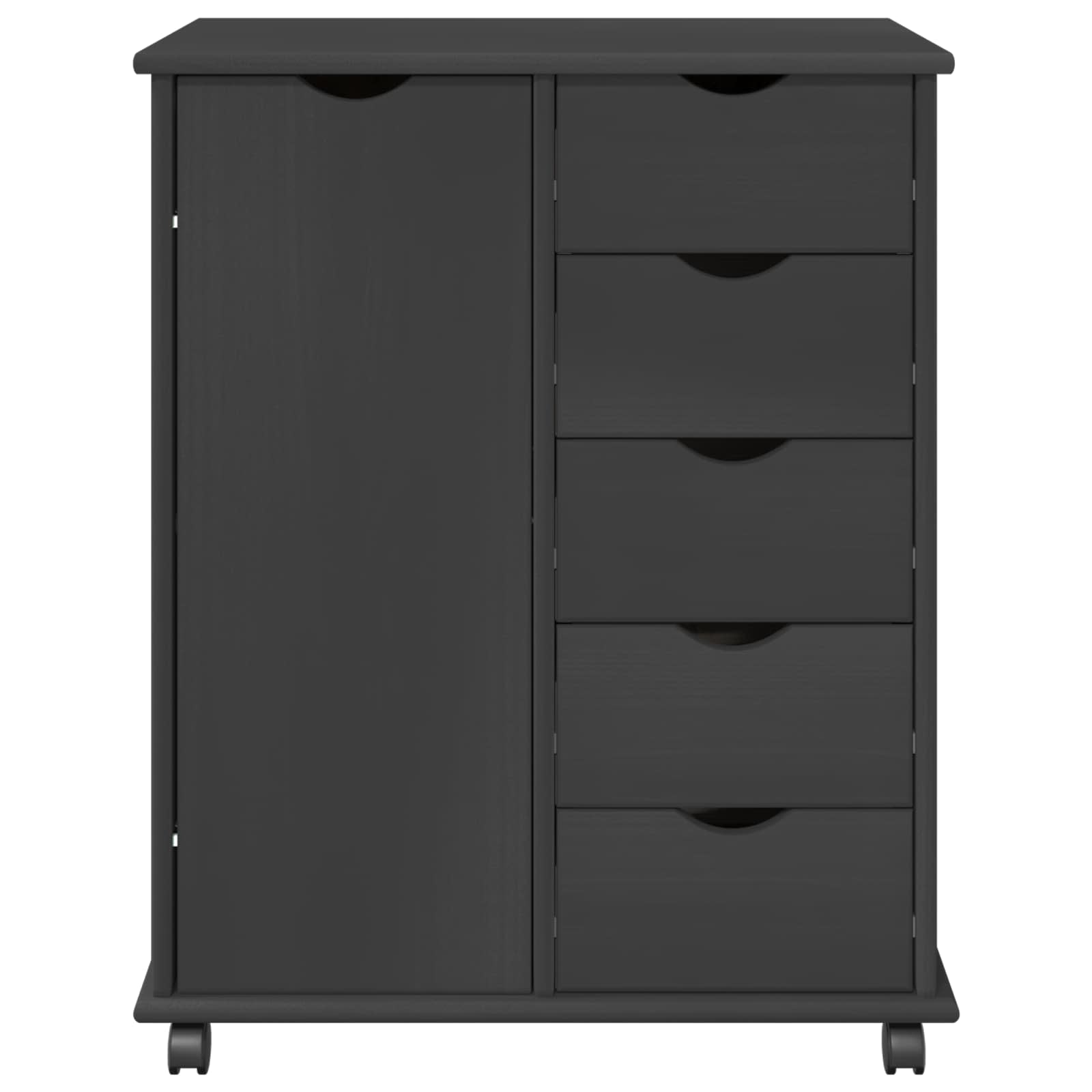 Rollschrank Mit Rad Grau 63,5 x 39 x 79 cm Massivholz Kiefer