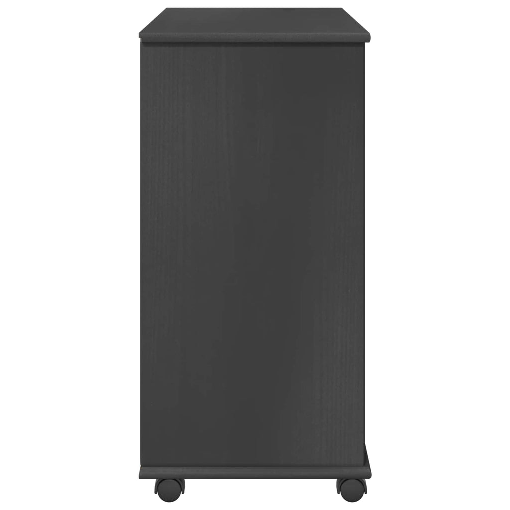Rollschrank Mit Rad Grau 63,5 x 39 x 79 cm Massivholz Kiefer