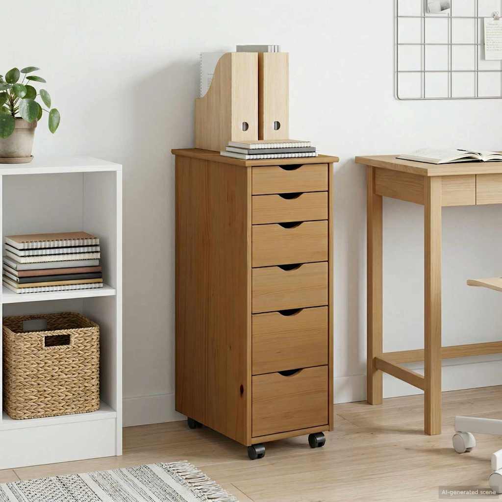 Rollschrank Honigbraun 34 x 39 x 93,5 cm Massivholz Kiefer