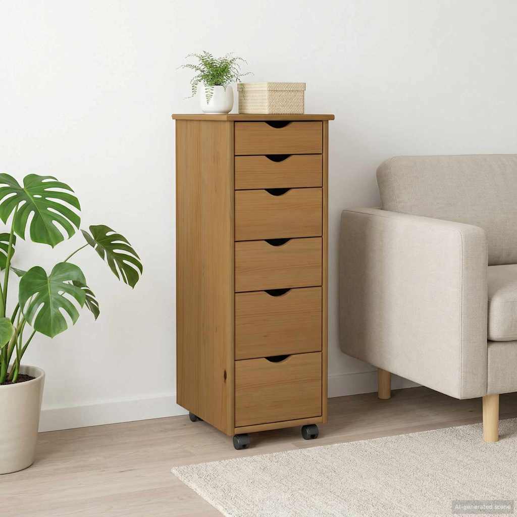 Rollschrank Honigbraun 34 x 39 x 93,5 cm Massivholz Kiefer