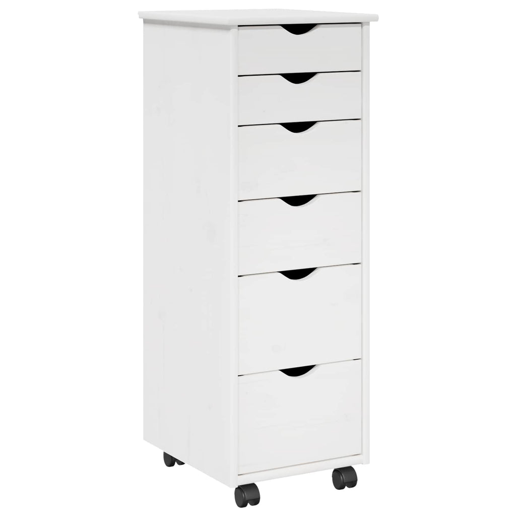 Rollschrank Mit Rad Weiß 34 x 39 x 93,5 cm Massivholz Kiefer