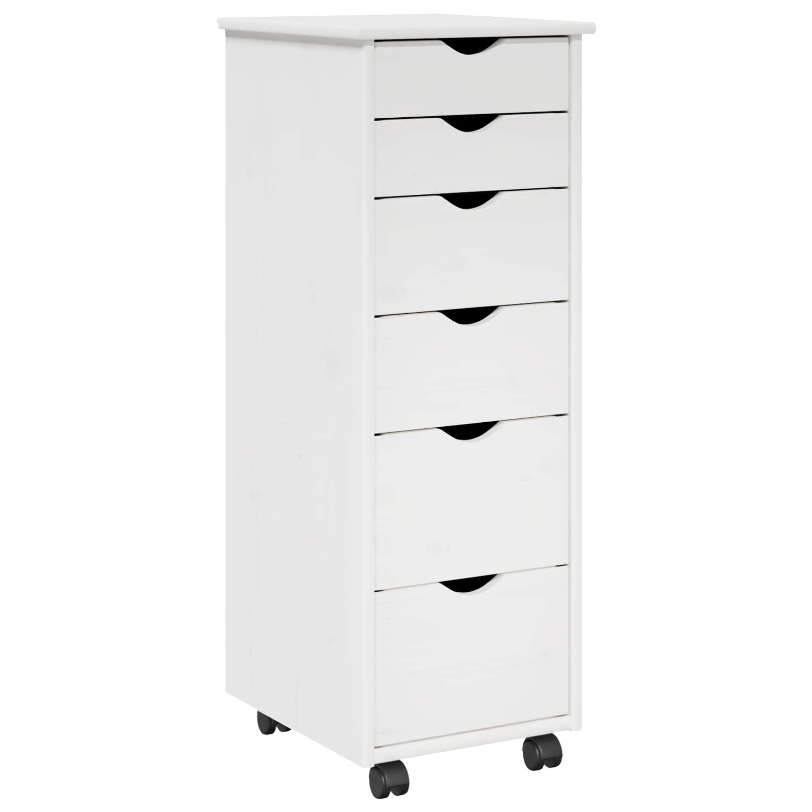 Rollschrank Mit Rad Weiß 34 x 39 x 93,5 cm Massivholz Kiefer