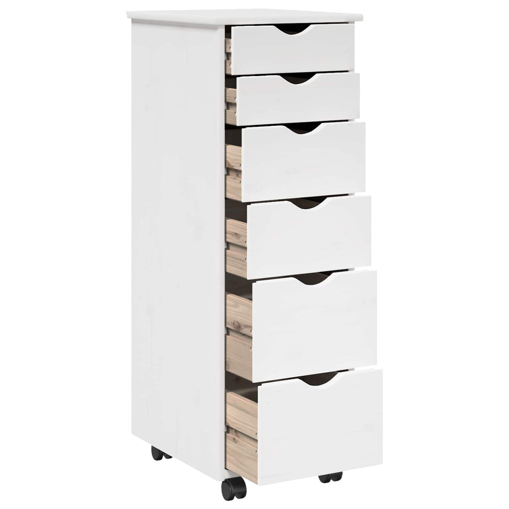 Rollschrank Mit Rad Weiß 34 x 39 x 93,5 cm Massivholz Kiefer