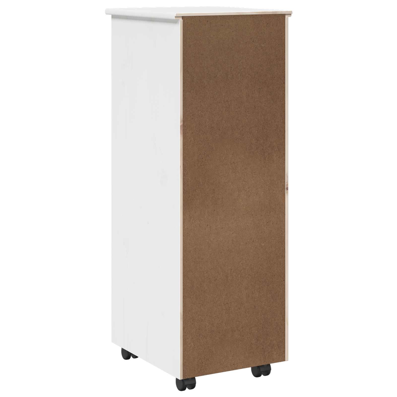 Rollschrank Mit Rad Weiß 34 x 39 x 93,5 cm Massivholz Kiefer