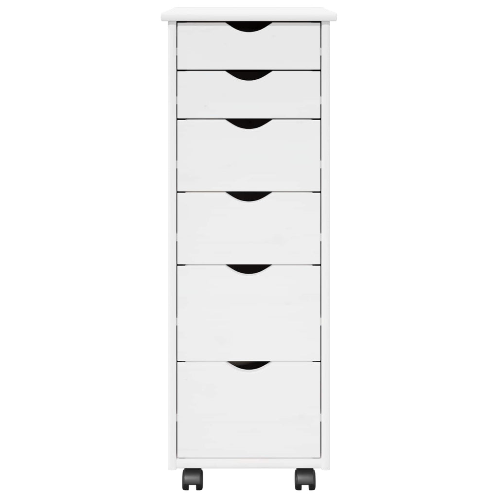 Rollschrank Mit Rad Weiß 34 x 39 x 93,5 cm Massivholz Kiefer