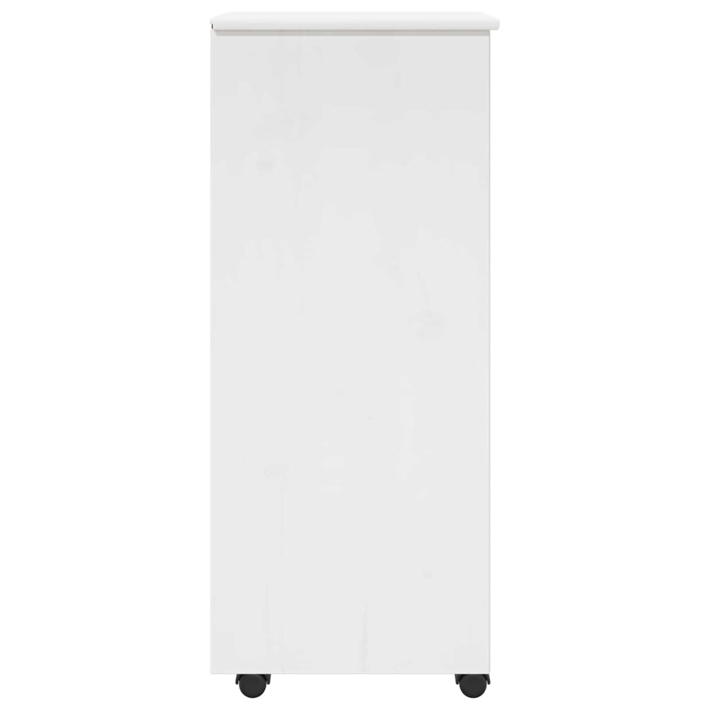 Rollschrank Mit Rad Weiß 34 x 39 x 93,5 cm Massivholz Kiefer