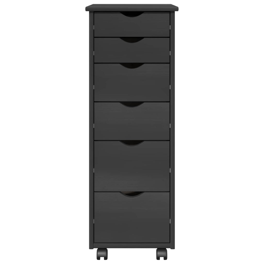 Rollschrank Mit Rad Grau 34 x 39 x 93,5 cm Massivholz Kiefer