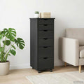 Rollschrank Mit Rad Schwarz 34 x 39 x 93,5 cm Massivholz Kiefer