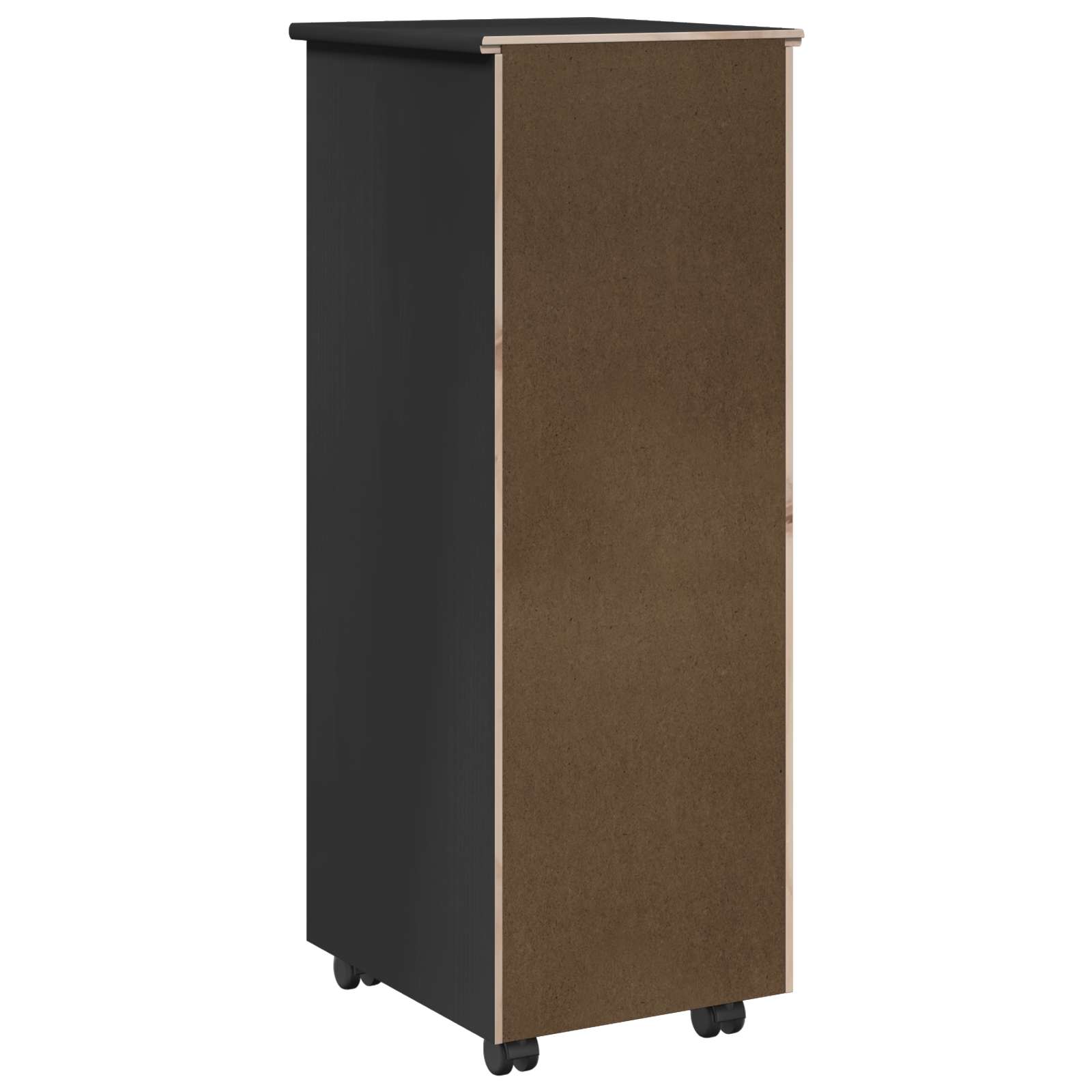 Rollschrank Mit Rad Schwarz 34 x 39 x 93,5 cm Massivholz Kiefer