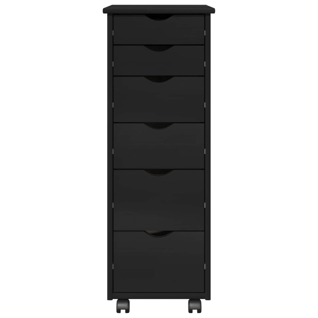 Rollschrank Mit Rad Schwarz 34 x 39 x 93,5 cm Massivholz Kiefer