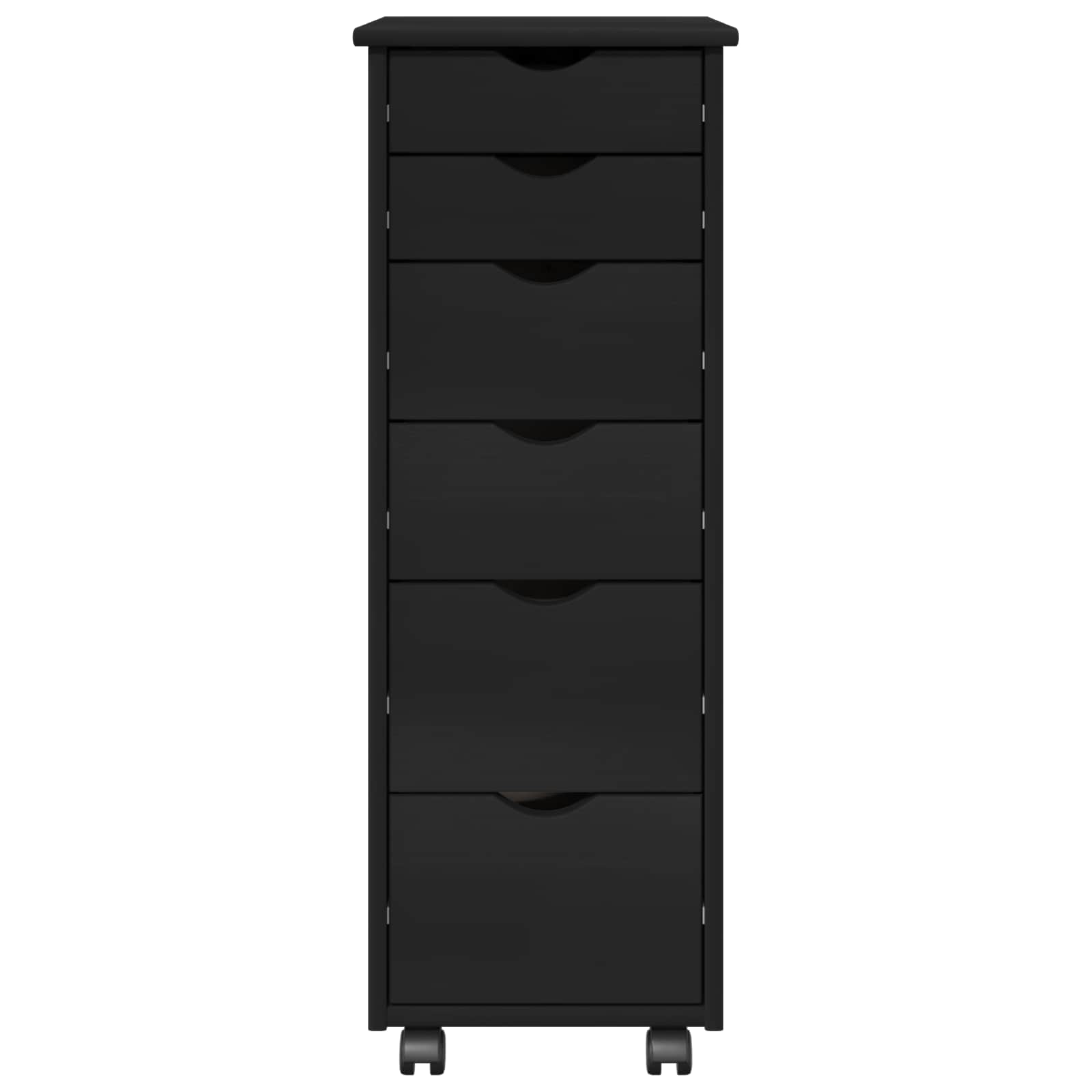 Rollschrank Mit Rad Schwarz 34 x 39 x 93,5 cm Massivholz Kiefer