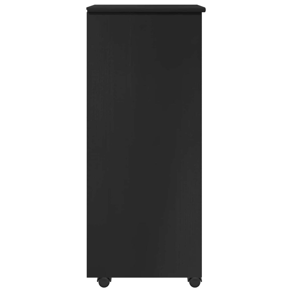 Rollschrank Mit Rad Schwarz 34 x 39 x 93,5 cm Massivholz Kiefer
