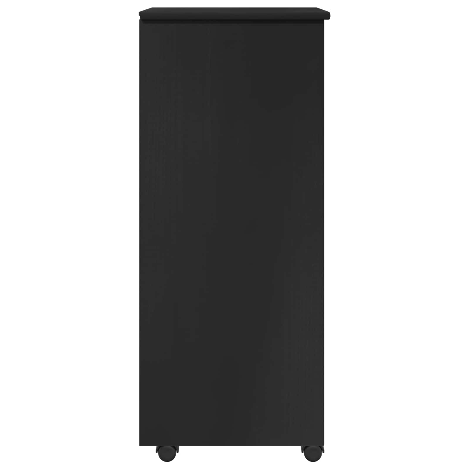 Rollschrank Mit Rad Schwarz 34 x 39 x 93,5 cm Massivholz Kiefer