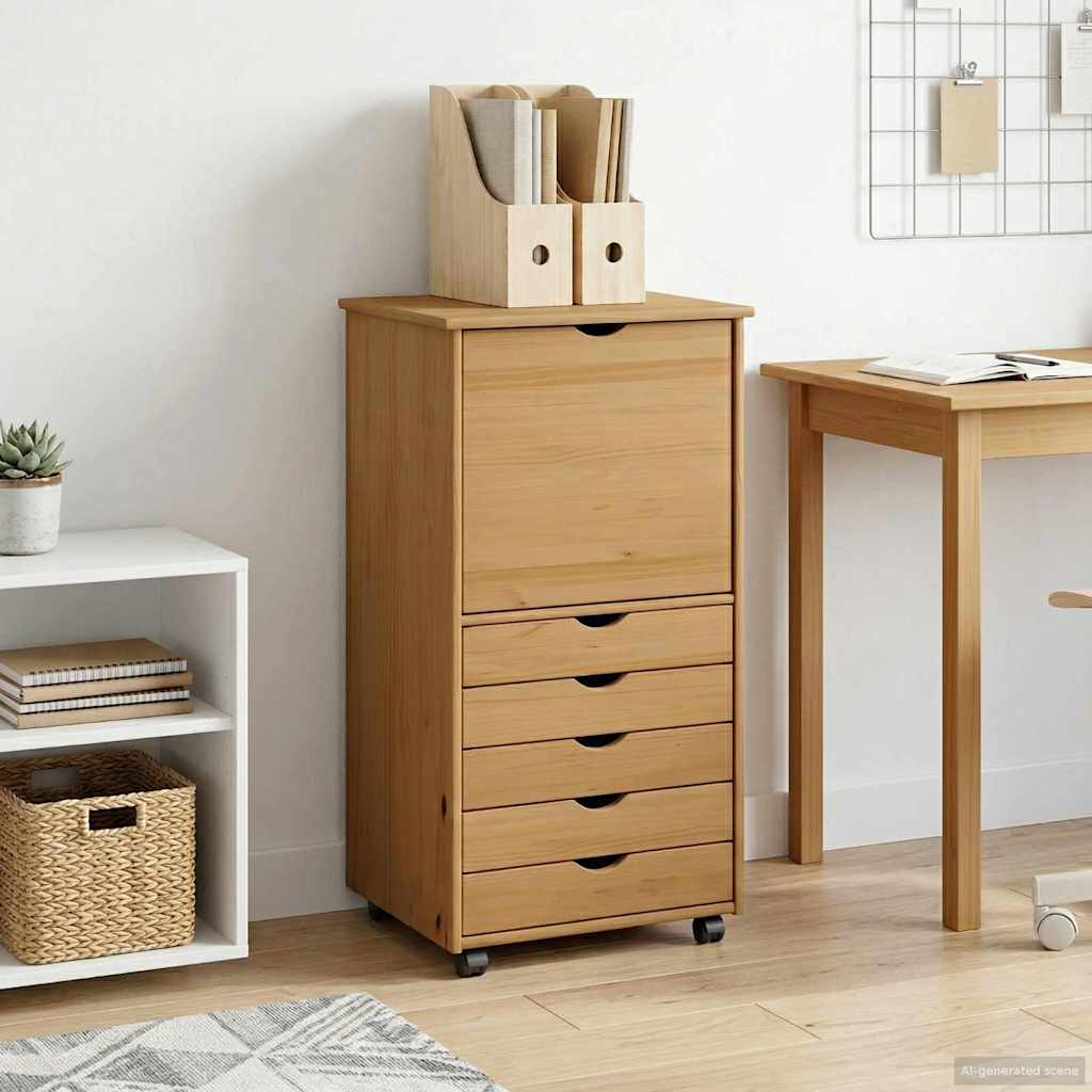 Rollschrank Honigbraun 53 x 39 x 103 cm Massivholz Kiefer