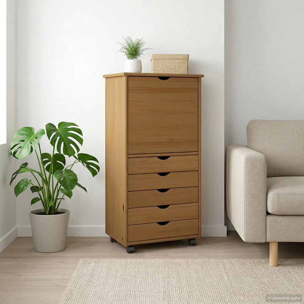 Rollschrank Honigbraun 53 x 39 x 103 cm Massivholz Kiefer