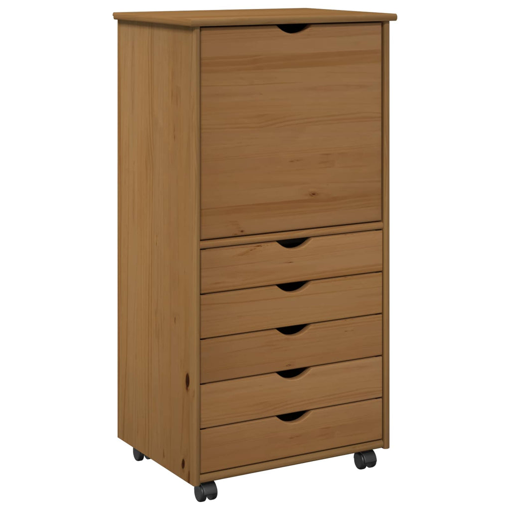 Rollschrank Honigbraun 53 x 39 x 103 cm Massivholz Kiefer