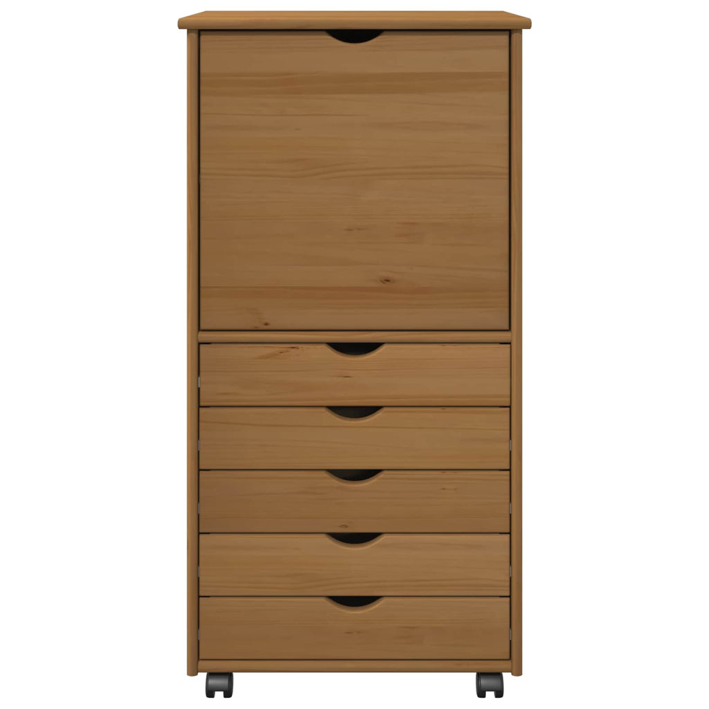 Rollschrank Honigbraun 53 x 39 x 103 cm Massivholz Kiefer