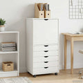 Rollschrank Mit Rad Weiß 53 x 39 x 103 cm Massivholz Kiefer