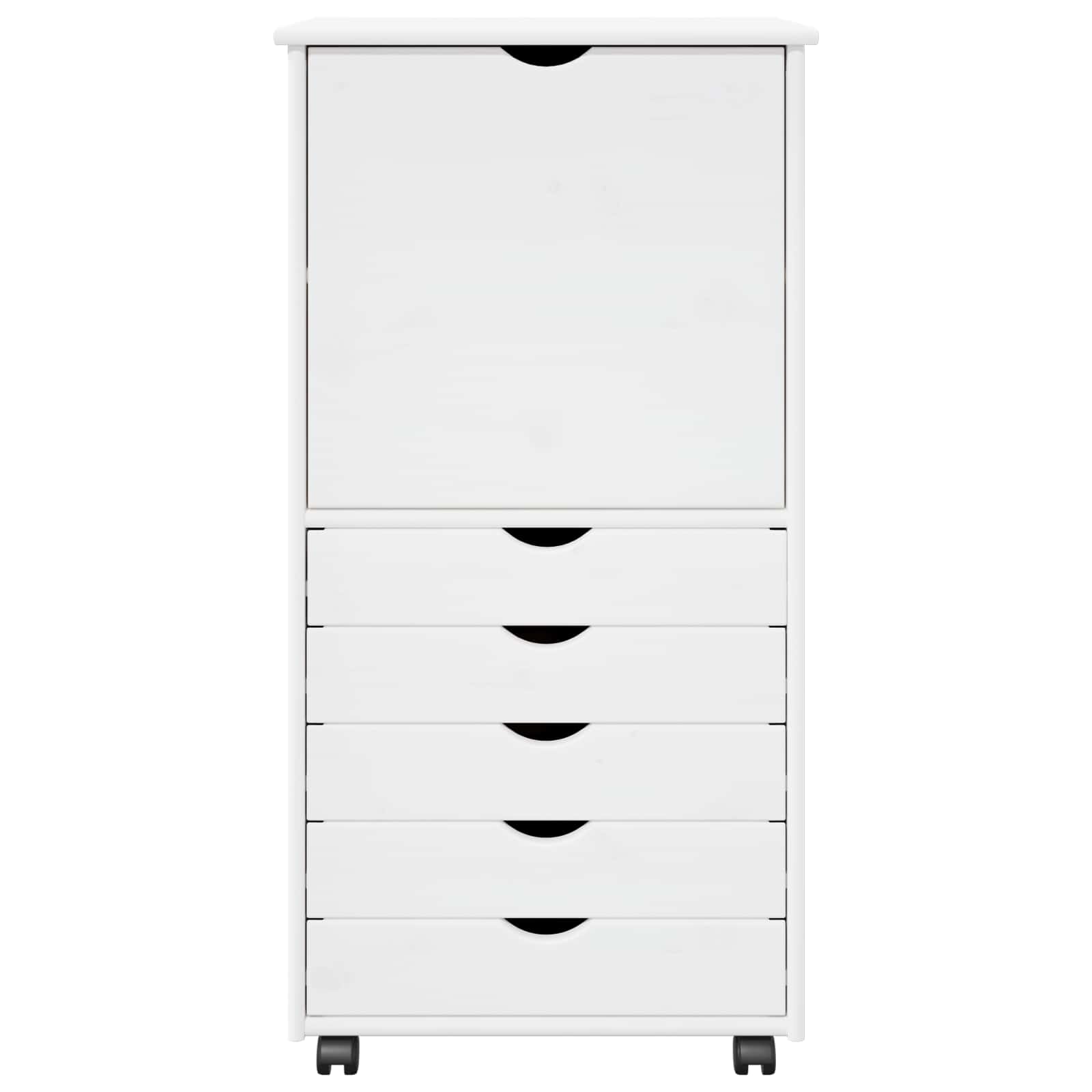 Rollschrank Mit Rad Weiß 53 x 39 x 103 cm Massivholz Kiefer