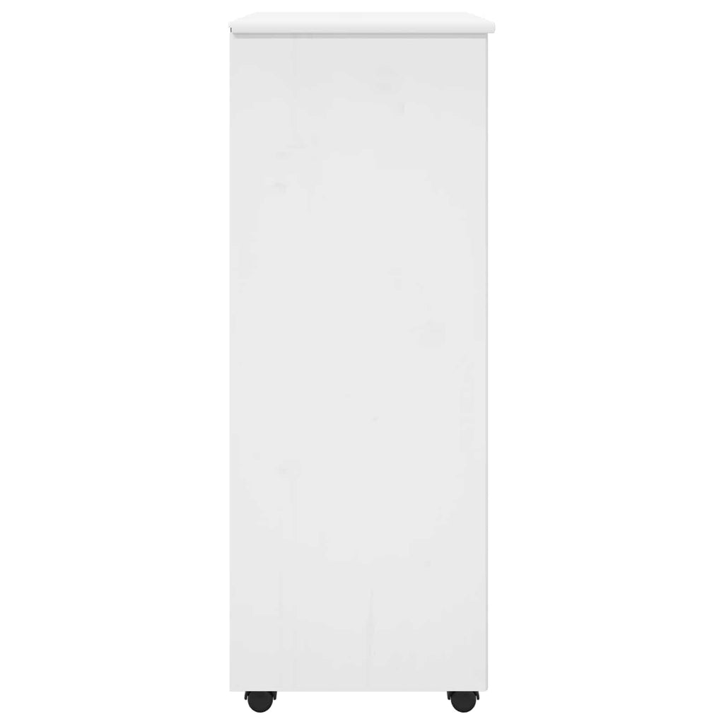 Rollschrank Mit Rad Weiß 53 x 39 x 103 cm Massivholz Kiefer