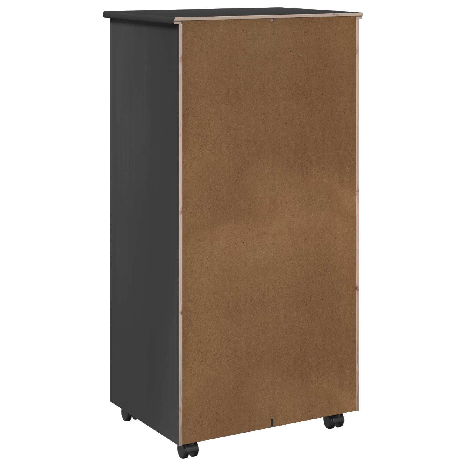 Rollschrank Mit Rad Grau 53 x 39 x 103 cm Massivholz Kiefer