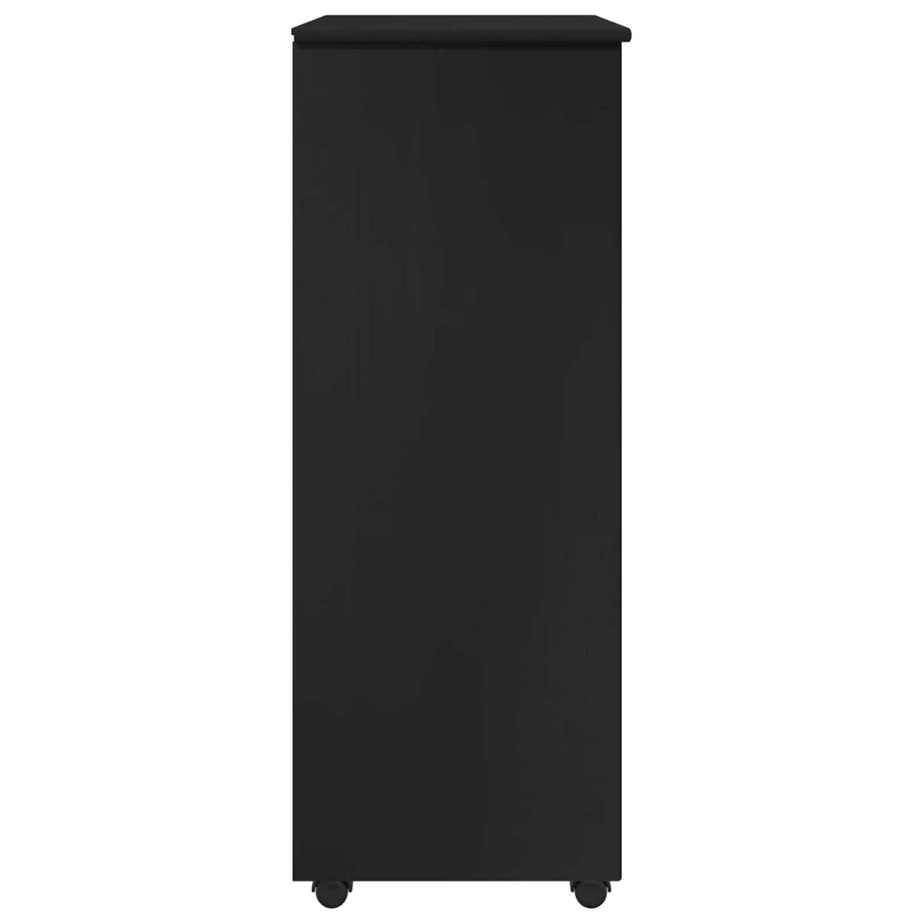 Rollschrank Mit Rad Schwarz 53 x 39 x 103 cm Massivholz Kiefer
