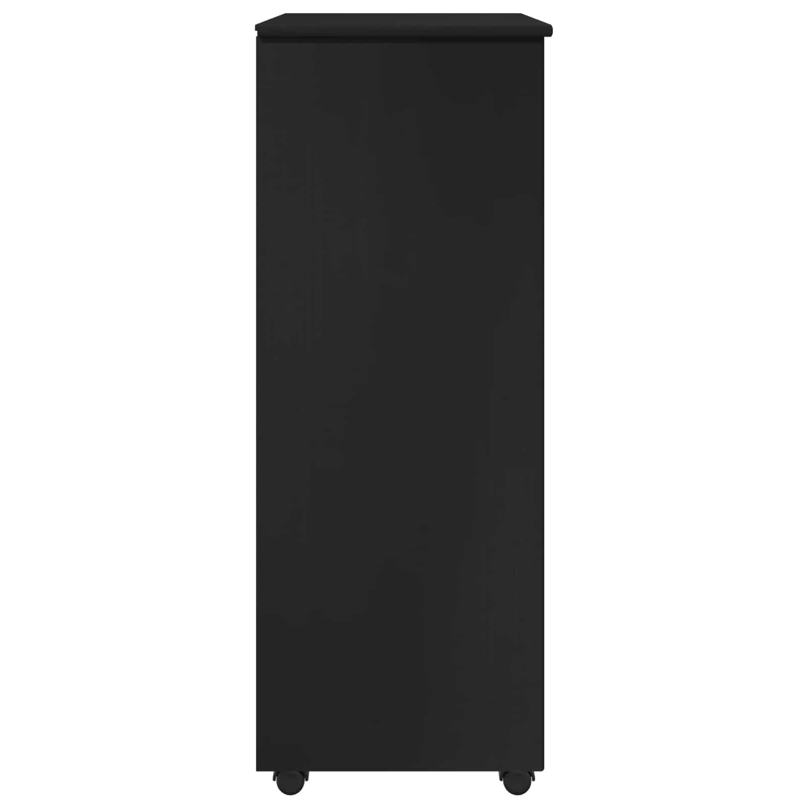 Rollschrank Mit Rad Schwarz 53 x 39 x 103 cm Massivholz Kiefer