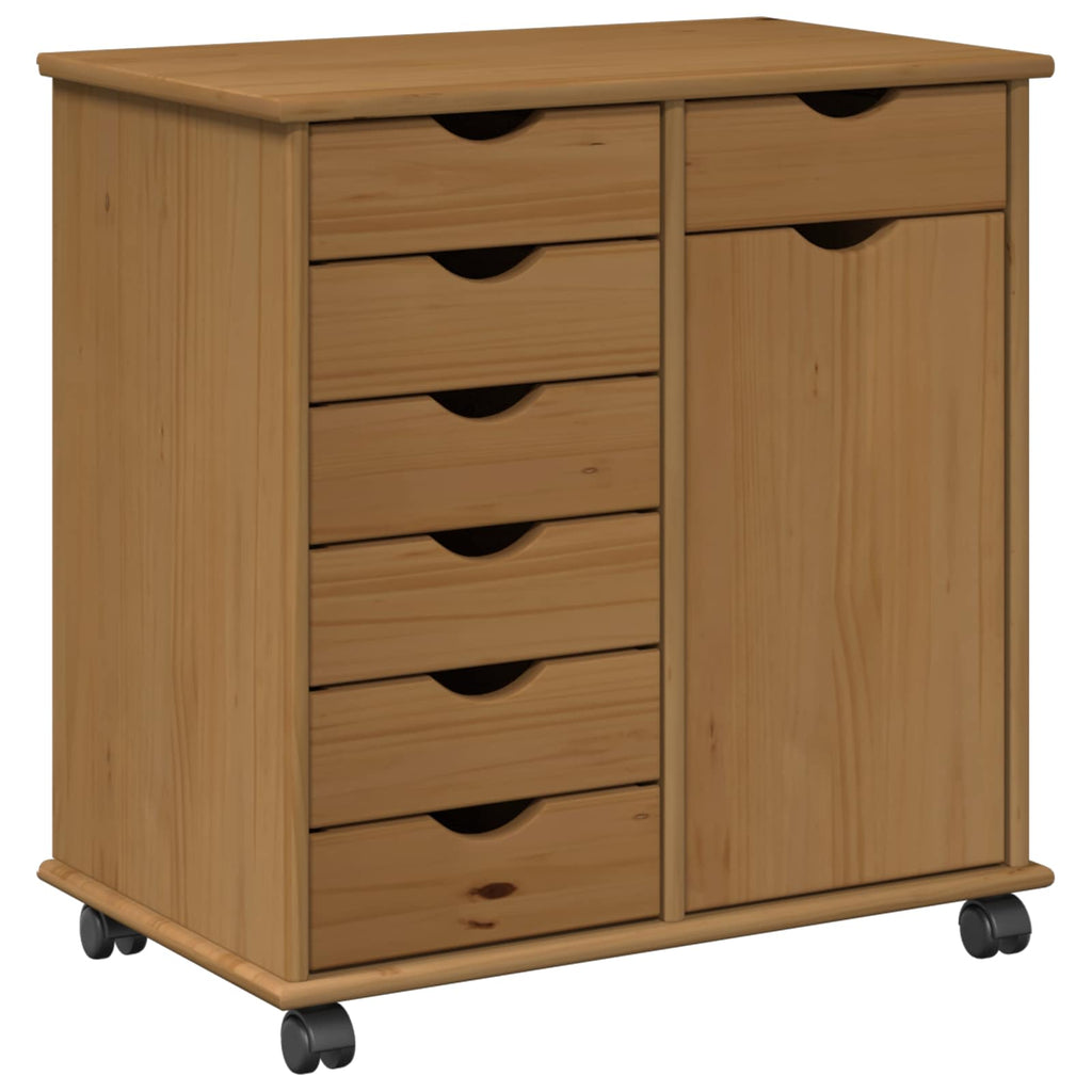 Rollschrank Honigbraun 63,5 x 39 x 65,5 cm Massivholz Kiefer