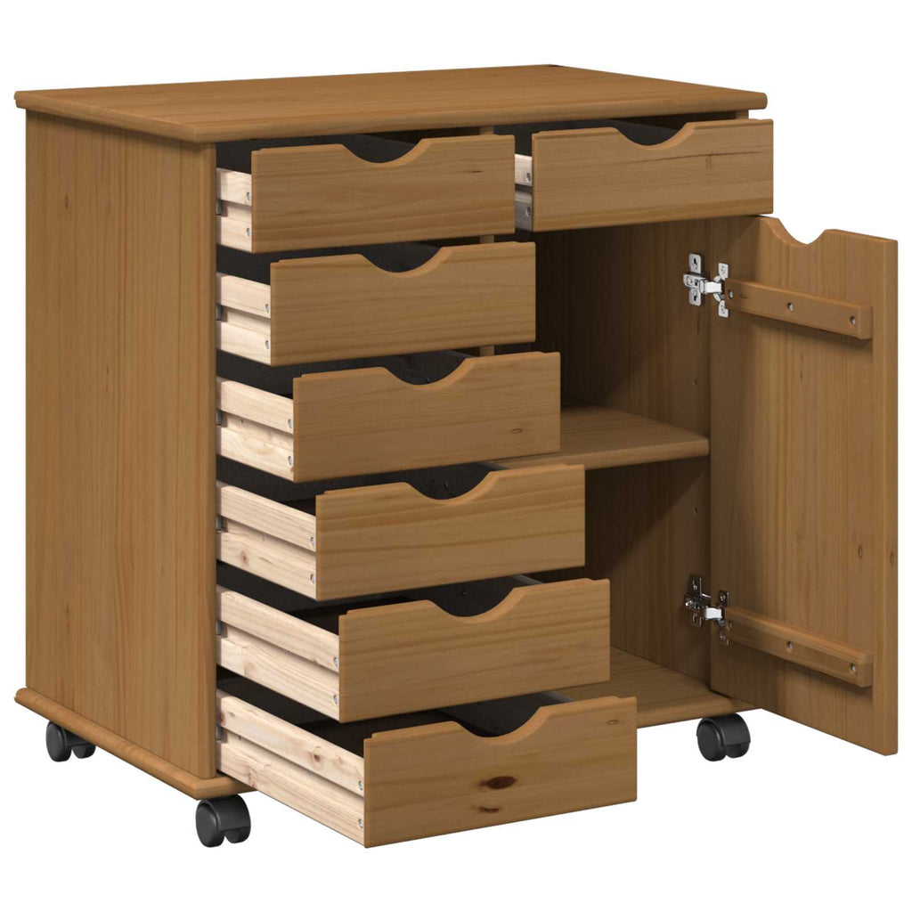 Rollschrank Honigbraun 63,5 x 39 x 65,5 cm Massivholz Kiefer