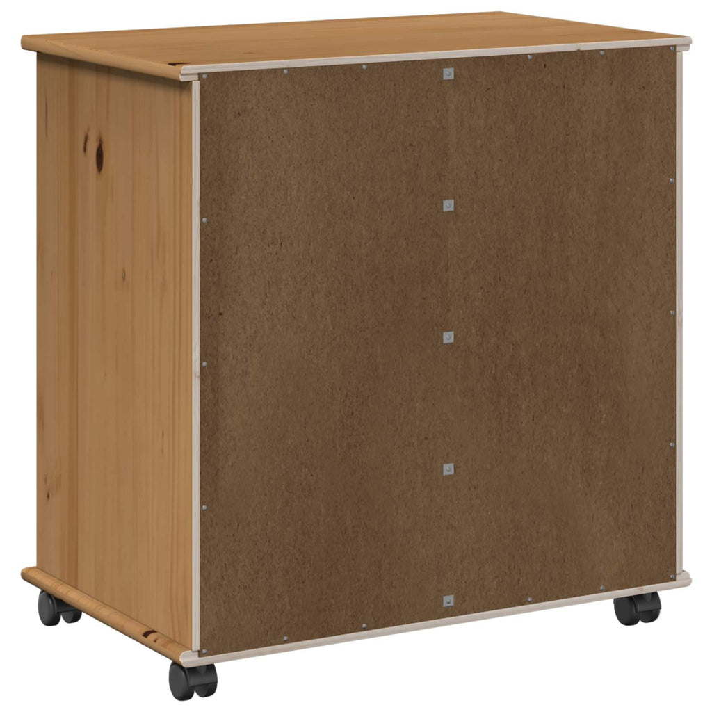 Rollschrank Honigbraun 63,5 x 39 x 65,5 cm Massivholz Kiefer