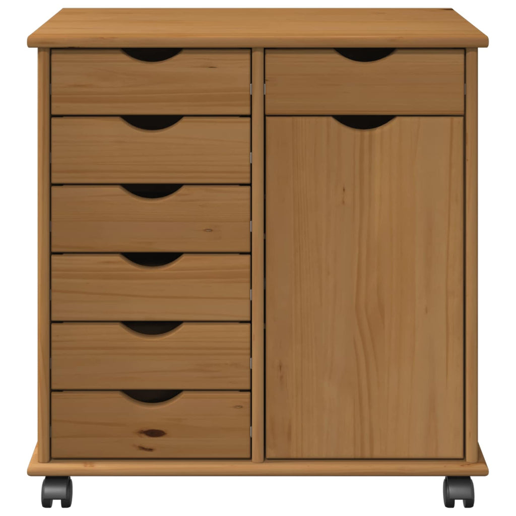 Rollschrank Honigbraun 63,5 x 39 x 65,5 cm Massivholz Kiefer