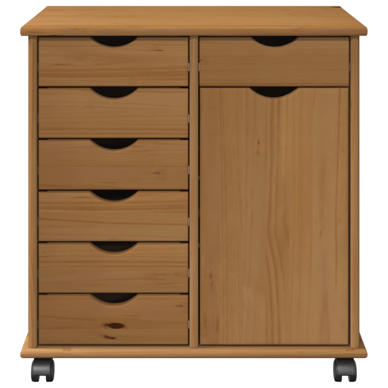 Rollschrank Honigbraun 63,5 x 39 x 65,5 cm Massivholz Kiefer