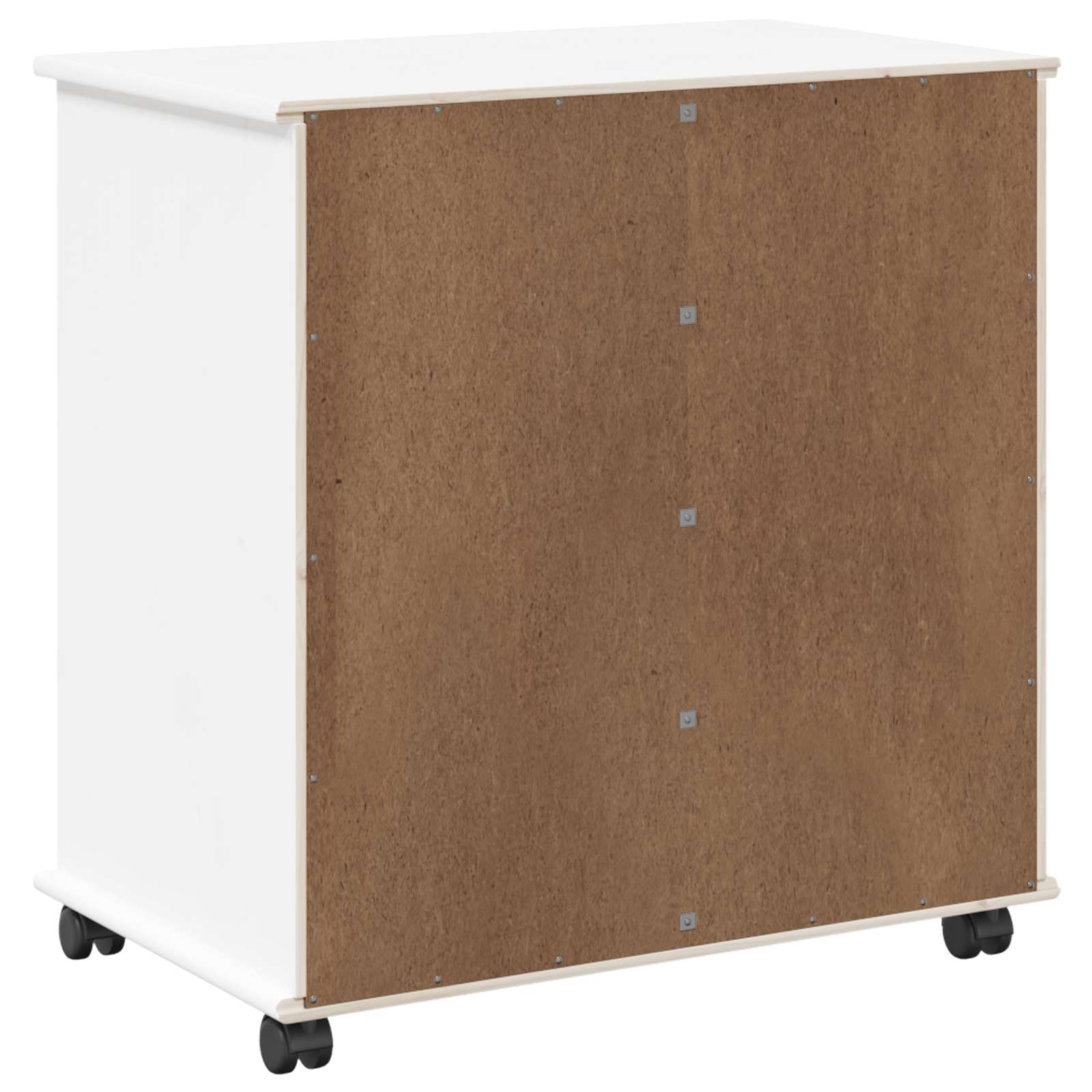 Rollschrank Mit Rad Weiß 63,5 x 39 x 65,5 cm Massivholz Kiefer