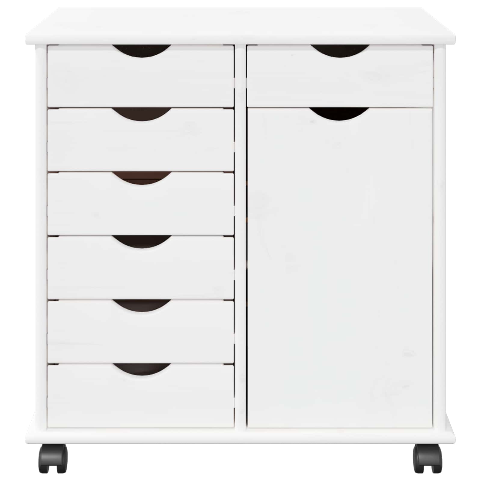 Rollschrank Mit Rad Weiß 63,5 x 39 x 65,5 cm Massivholz Kiefer