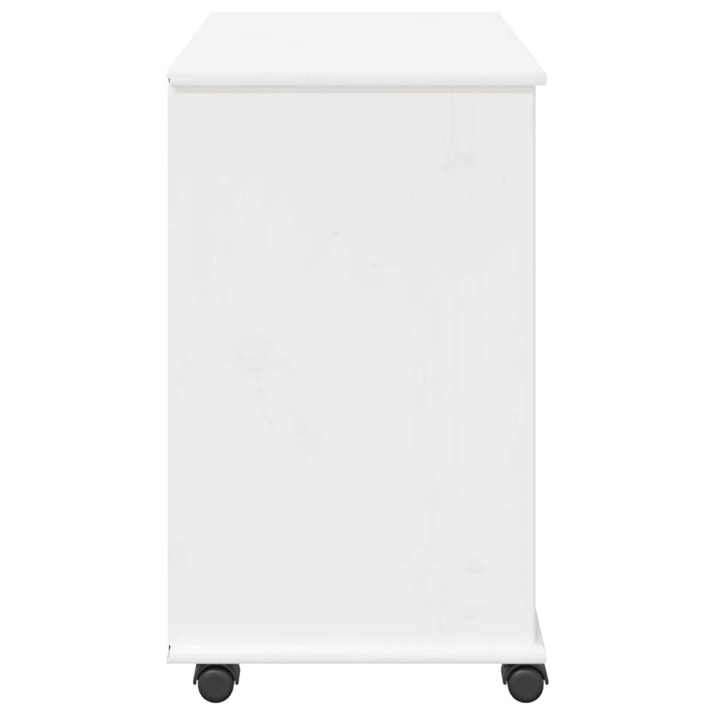 Rollschrank Mit Rad Weiß 63,5 x 39 x 65,5 cm Massivholz Kiefer