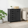 Rollschrank Mit Rad Grau 63,5 x 39 x 65,5 cm Massivholz Kiefer